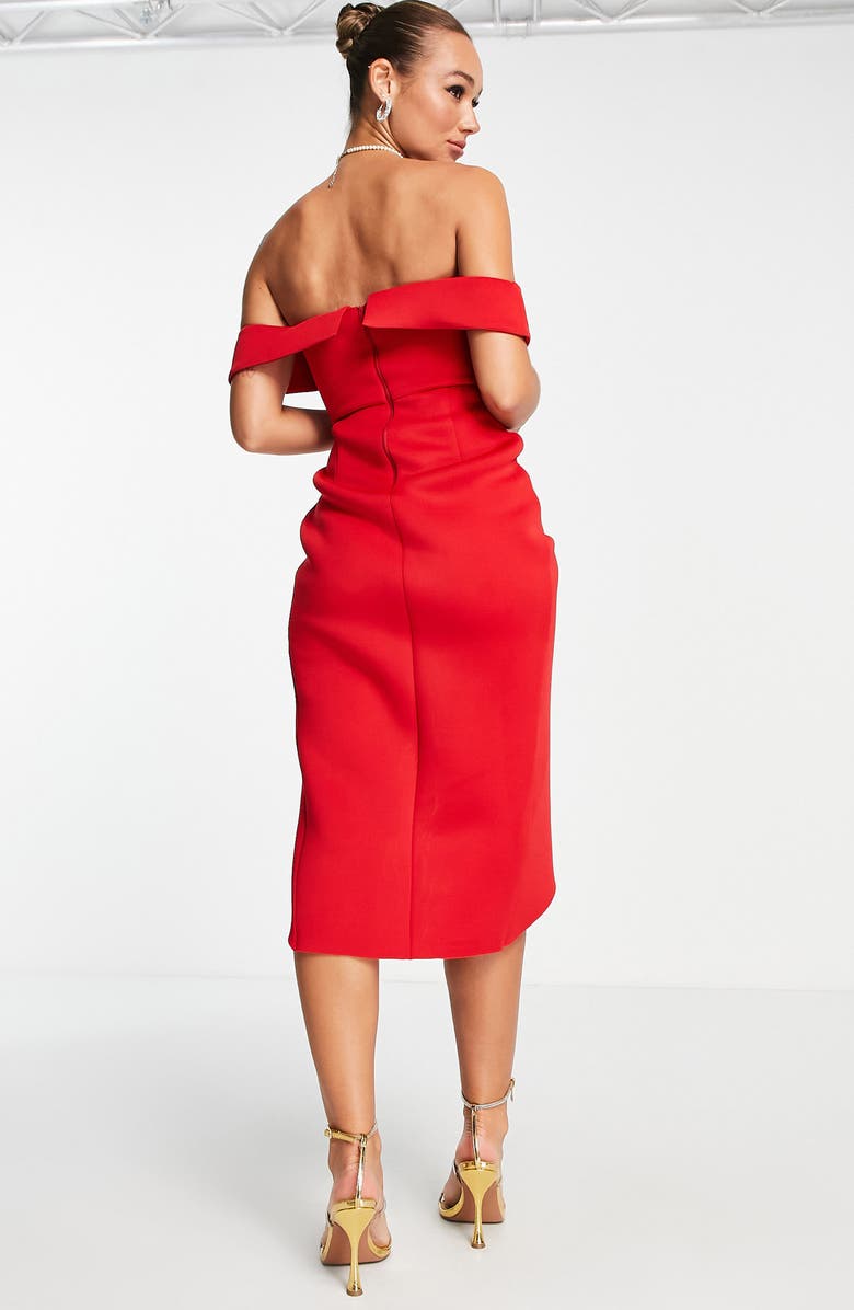 ASOS DESIGN Corset Off-the-Shoulder Midi Dress, Alternate, color,