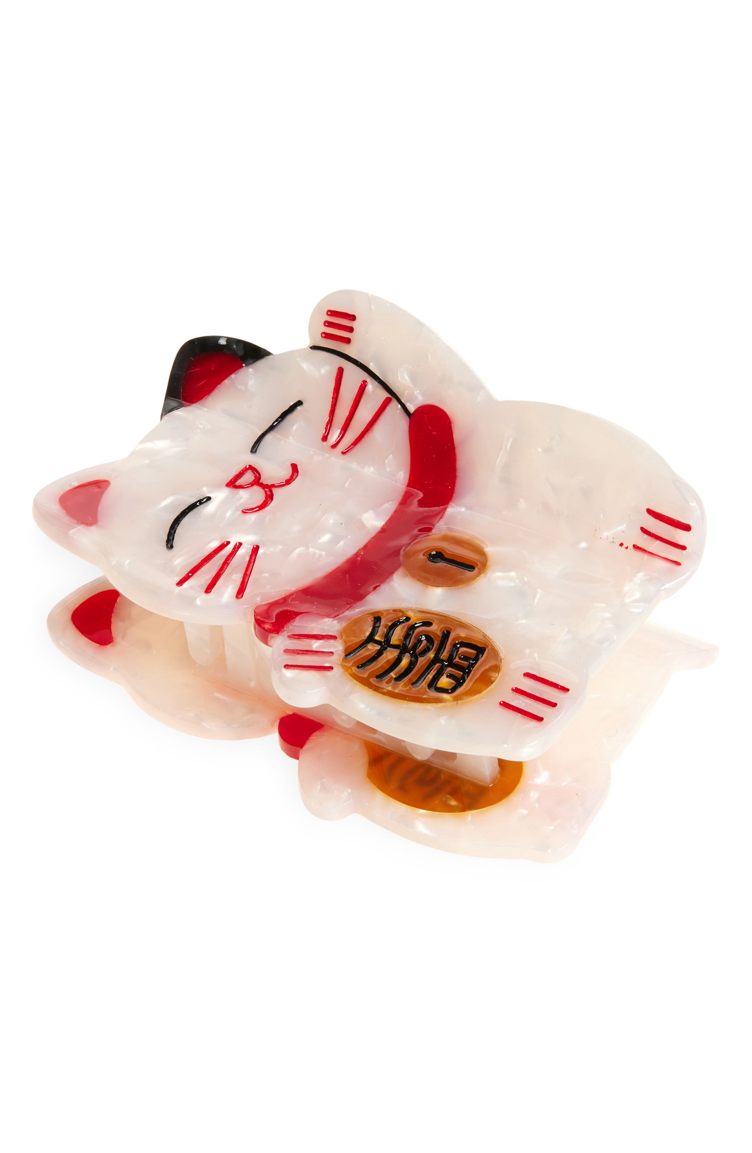 Solar Eclipse Lucky Cat Claw Clip In Grey