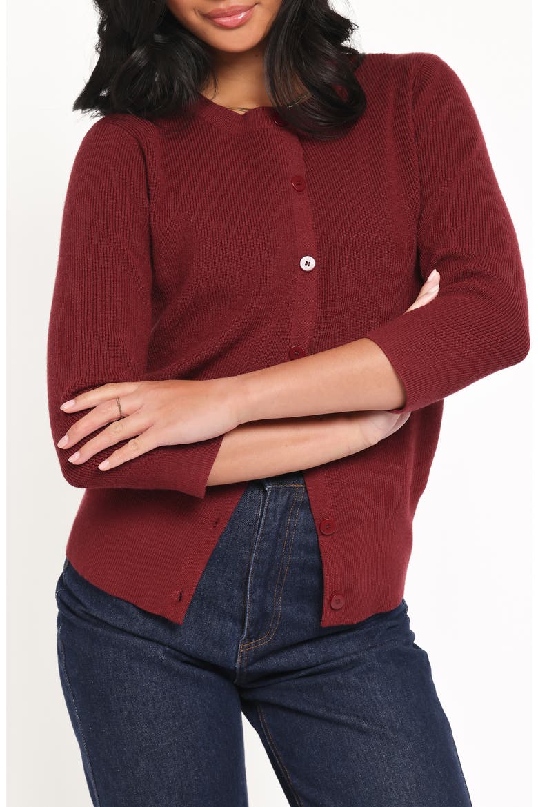 Cataline Button Front Cardigan, Alternate, color, WINE