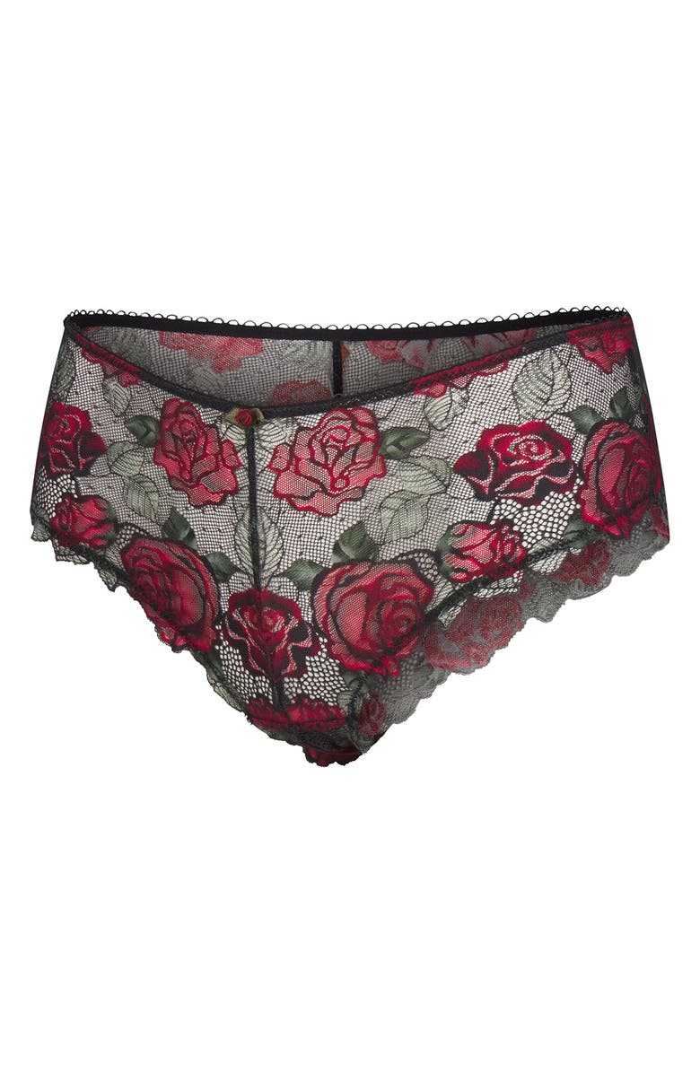 SAVAGE X FENTY Les Roses Hipster Briefs, Alternate, color, Black Caviar