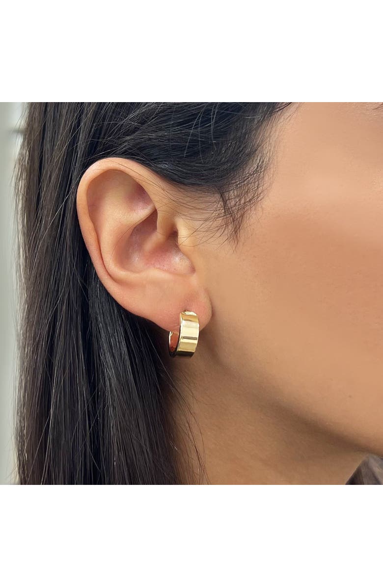 The Lovery Fine Jewelry Mini Square Tube Huggie Hoop Earrings, Alternate, color, Yellow Gold