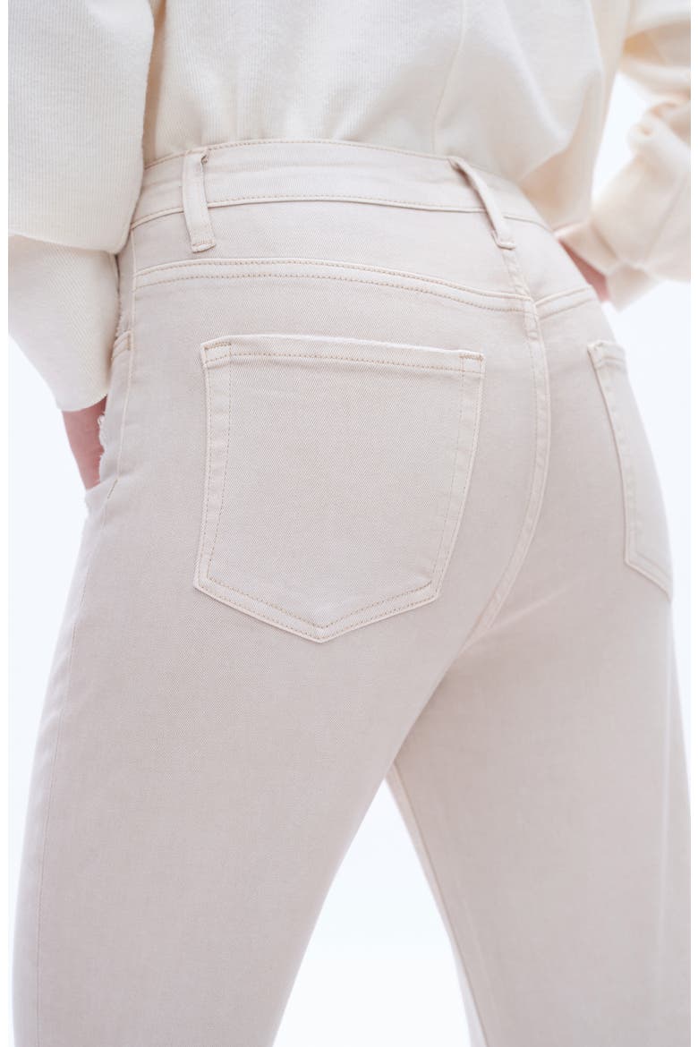 High Waist Ripped Chew Hem Straight Leg Jeans, Alternate, color, OYSTER