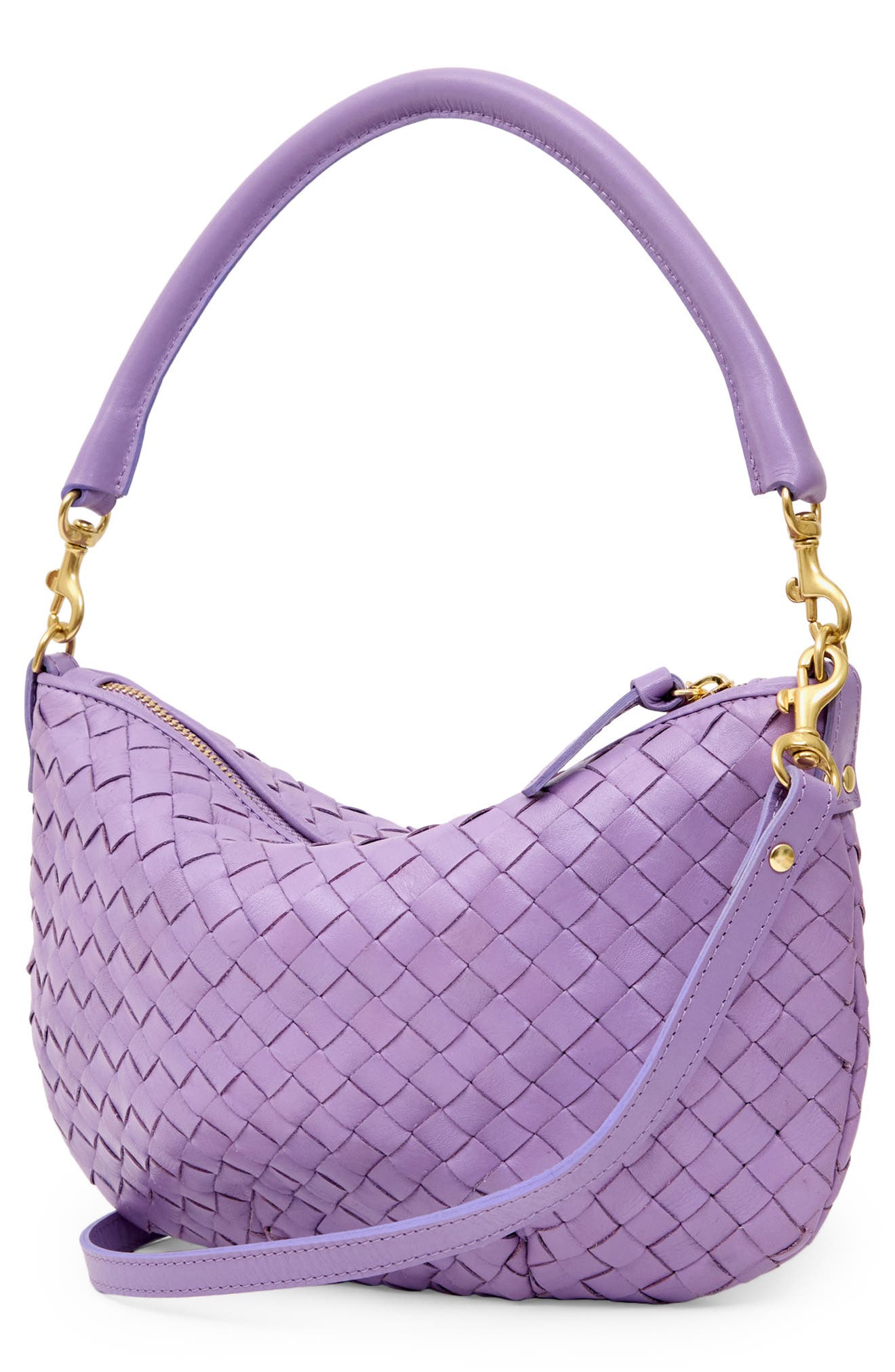 Petit Moyen Woven Leather Messenger Bag, Alternate, color, JACARANDA