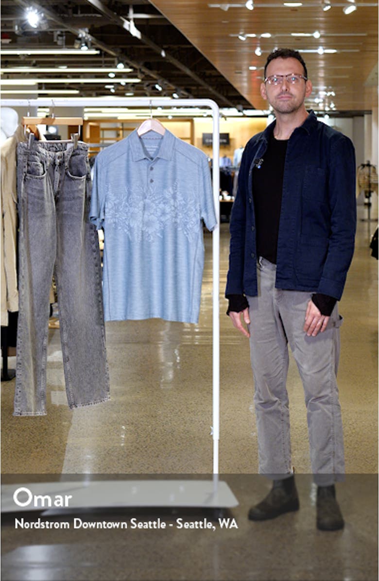 Palm Coast Hibiscus Border Recycled Polyester Polo, sales video thumbnail