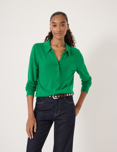 Merino Long Sleeve Polo Top