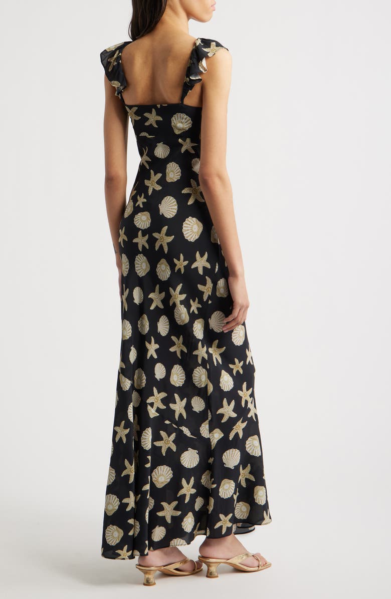 Saylor Gali Shell Print Sleeveless Dress, Alternate, color, Black