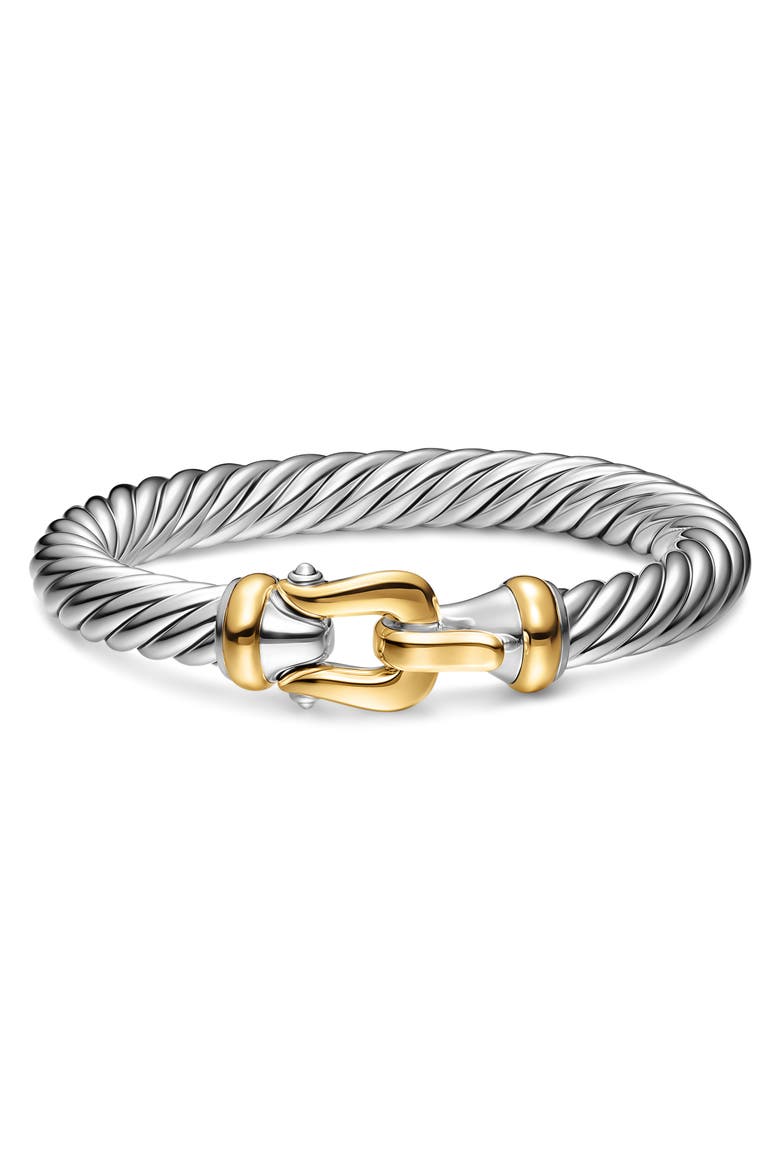The Cable Collection 14k Gold Buckle Flex Bracelet, Alternate, color, SILVER
