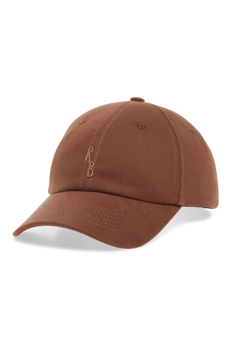 Hand Embroidered Cotton Twill Baseball Cap, Main, color, BROWN