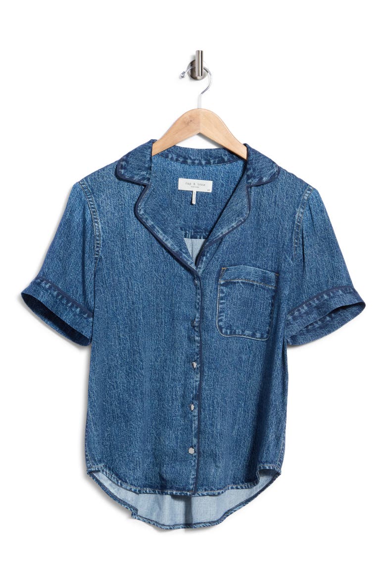 Miramar Short Sleeve Button-Down Top, Alternate, color, YORK
