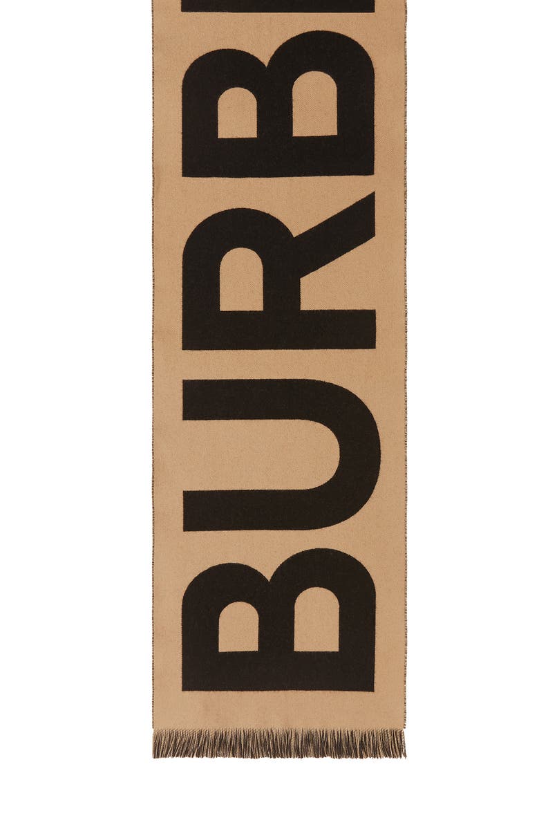 Burberry Logo Jacquard Wool Football Scarf, Alternate, color,
