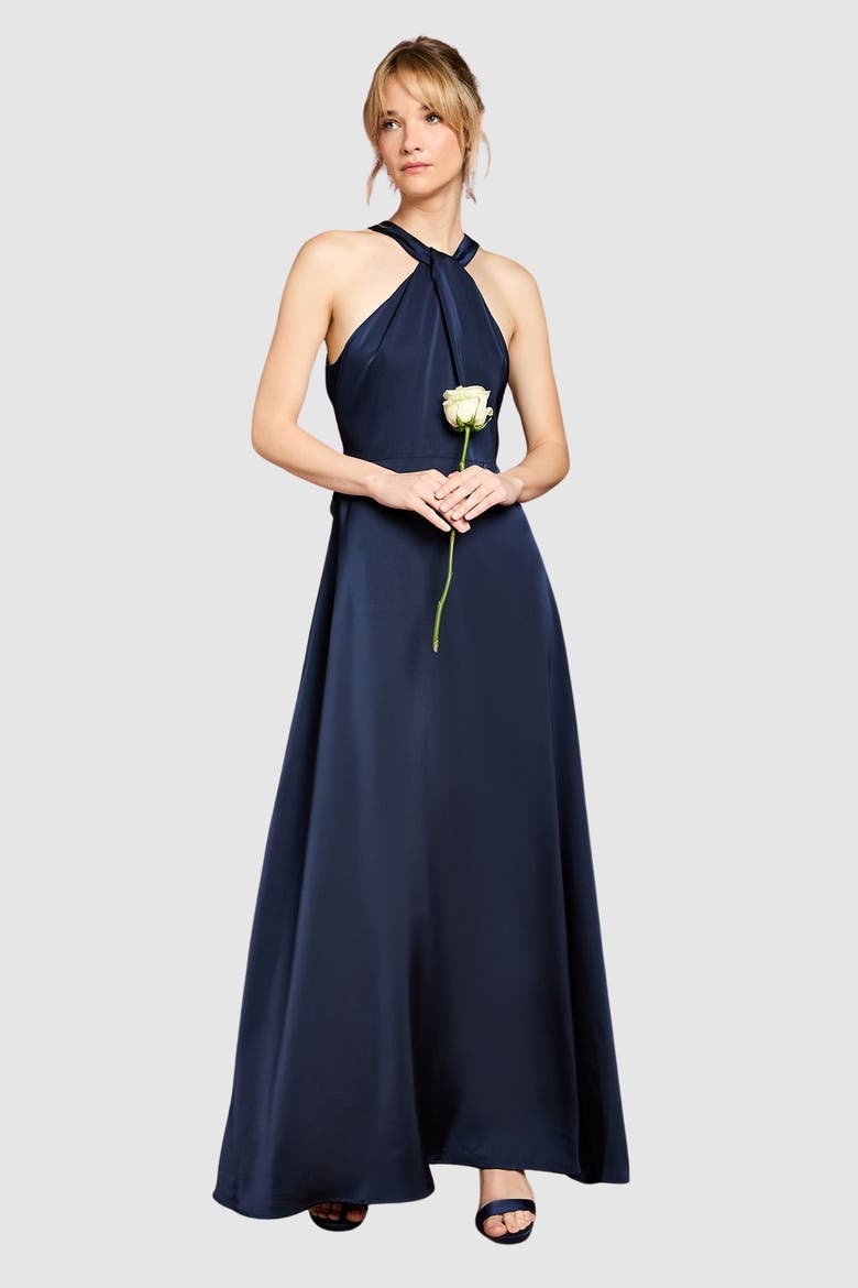 Honoured Twist Halterneck Maxi Dress, Main, color, Navy