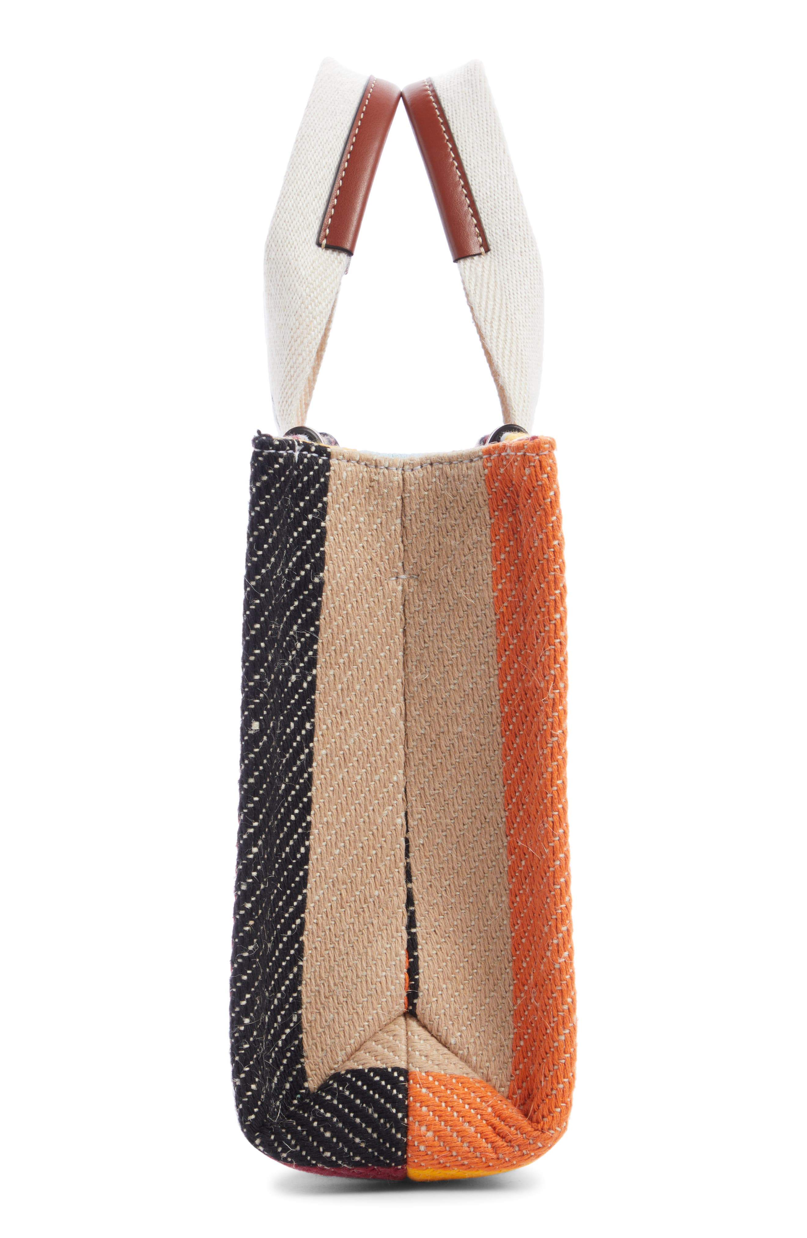 Chloé Woody Logo Strap Stripe Cotton Crossbody Bag, Alternate, color, 