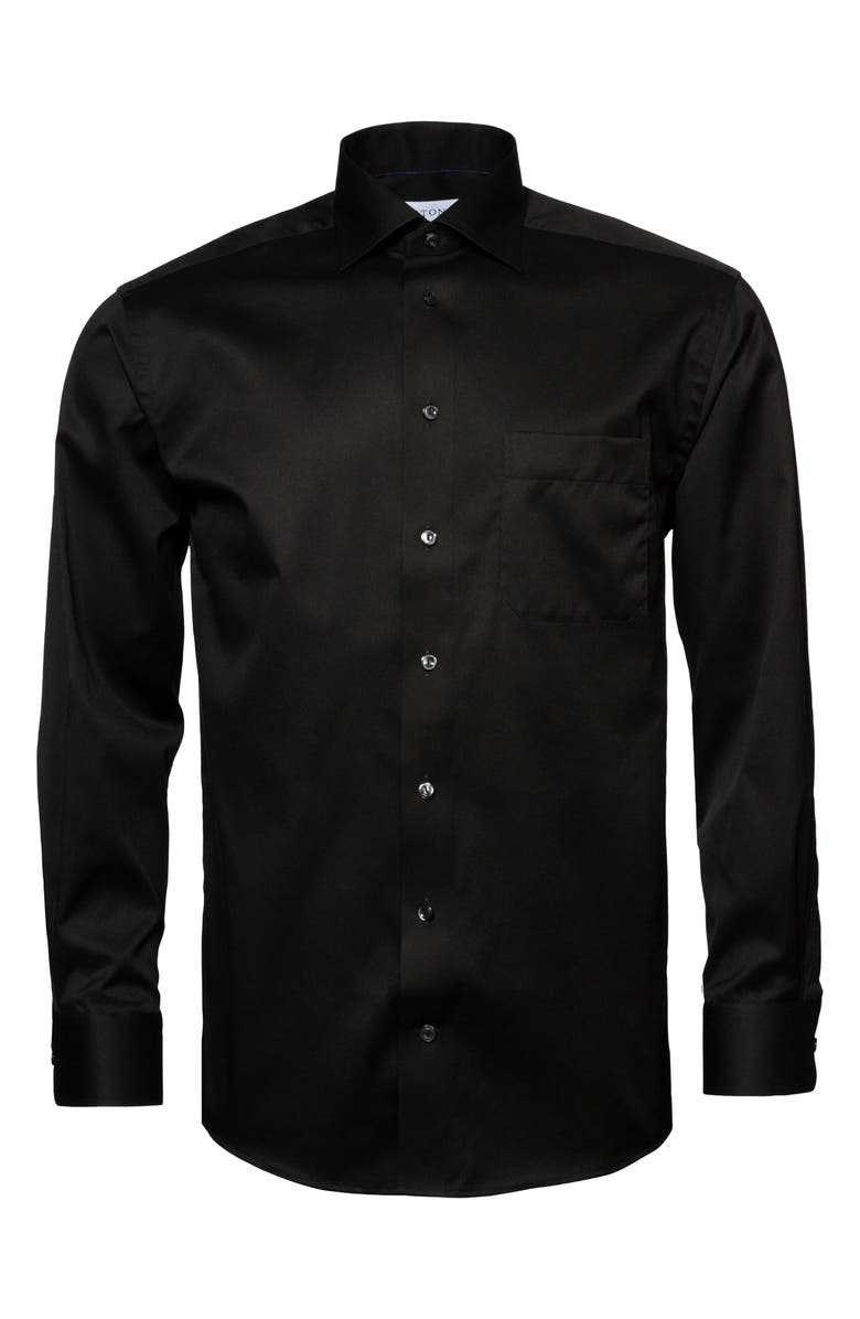 Eton Classic Fit Solid Dress Shirt, Alternate, color, Black