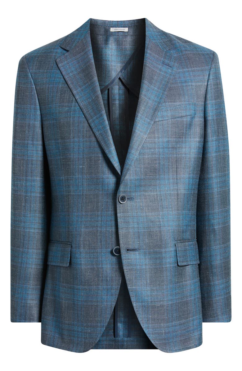 Peter Millar Hyperlight Soft Plaid Wool & Silk Blend Sport Coat, Alternate, color, Green