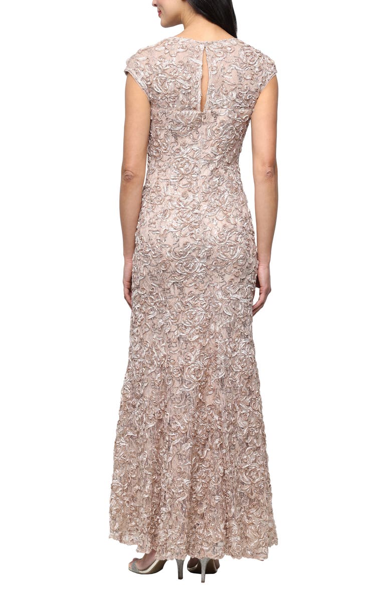 Alex Evenings Soutache Mermaid Gown with Shawl, Alternate, color, Champagne