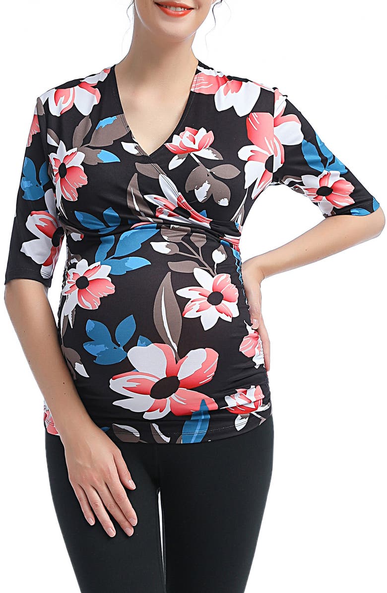 Kimi and Kai Essential Ruched Maternity/Nursing Top, Main, color,