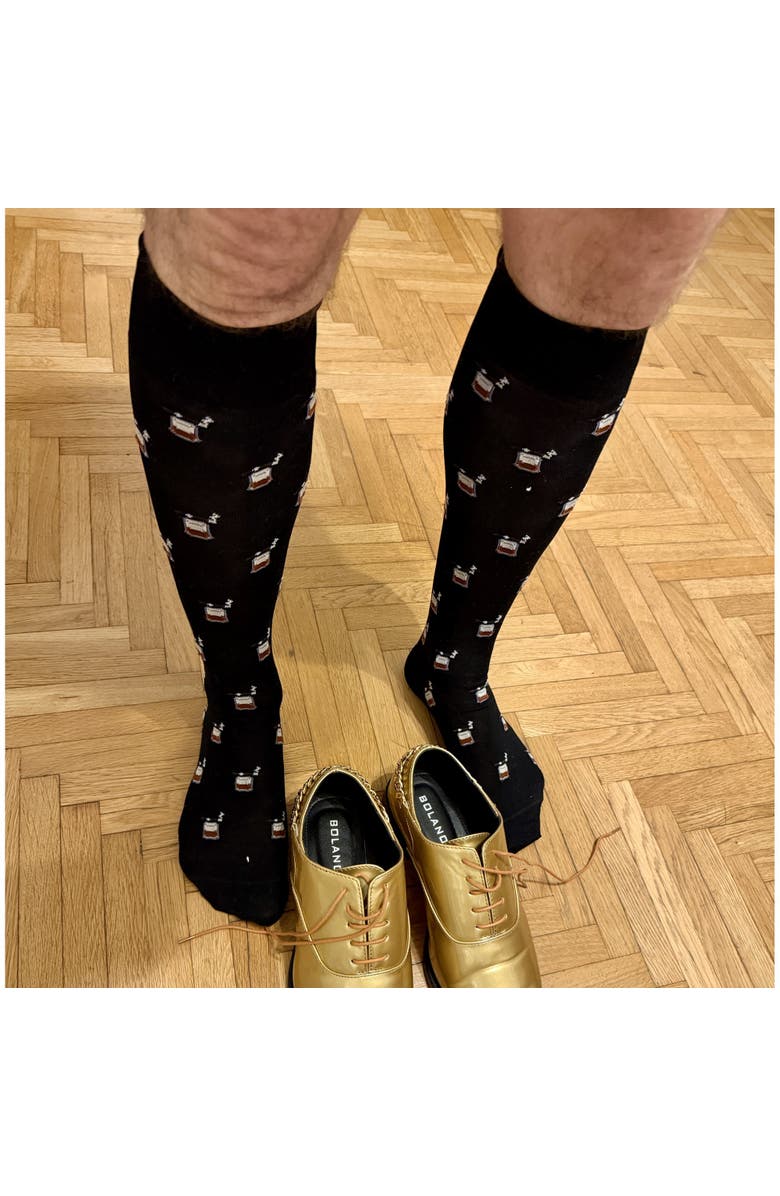 Trafalgar Jack's Bourbon and Cigar Over The Calf Mercerized Cotton Socks, Alternate, color, Black