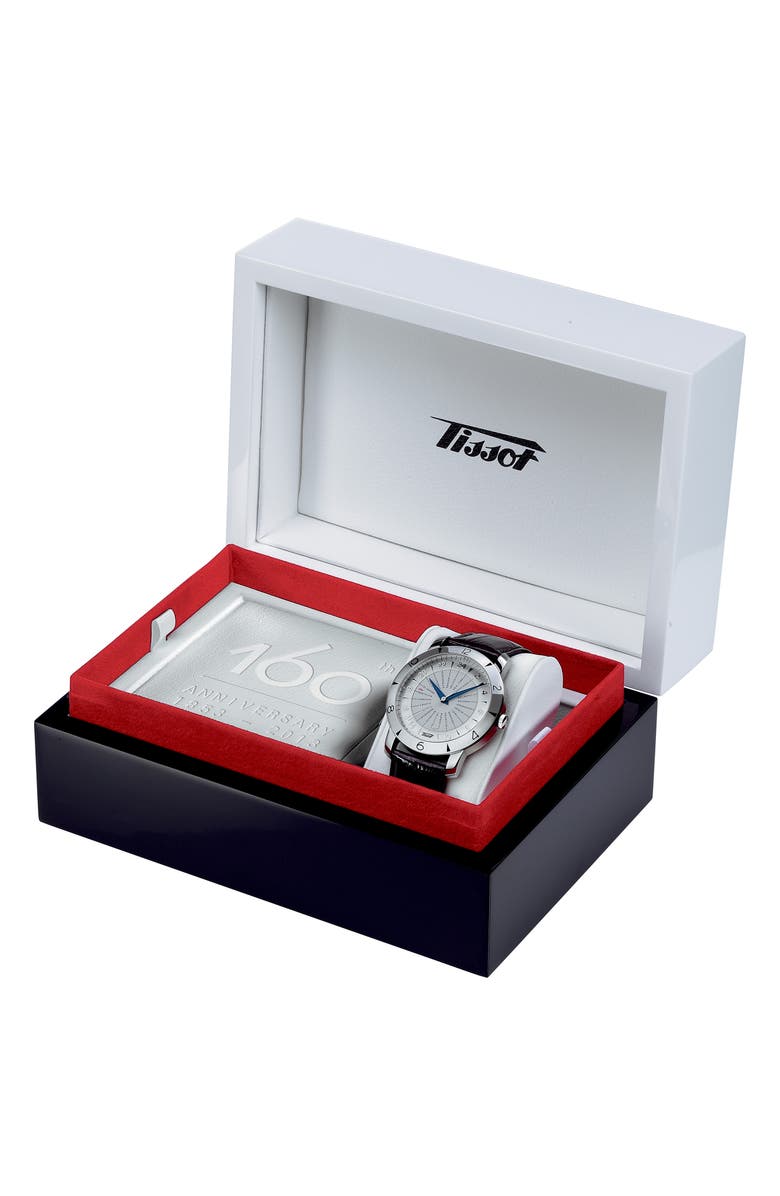 Tissot Heritage Navigator Automatic Leather Strap Watch, 43mm, Alternate, color, Brown/ Silver