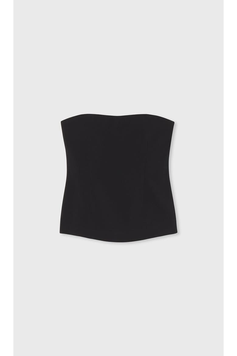Strapless Bustier Top in Crepe, Alternate, color, Black