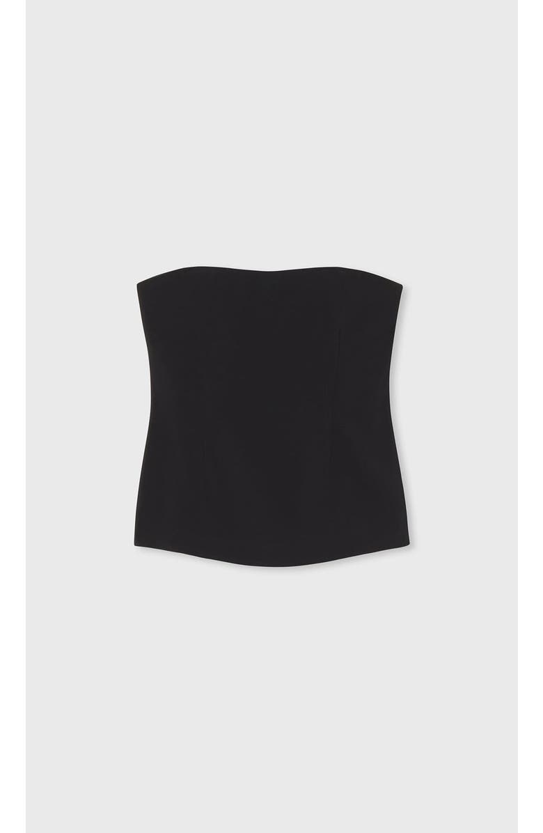 CO Strapless Bustier Top in Crepe, Alternate, color, Black