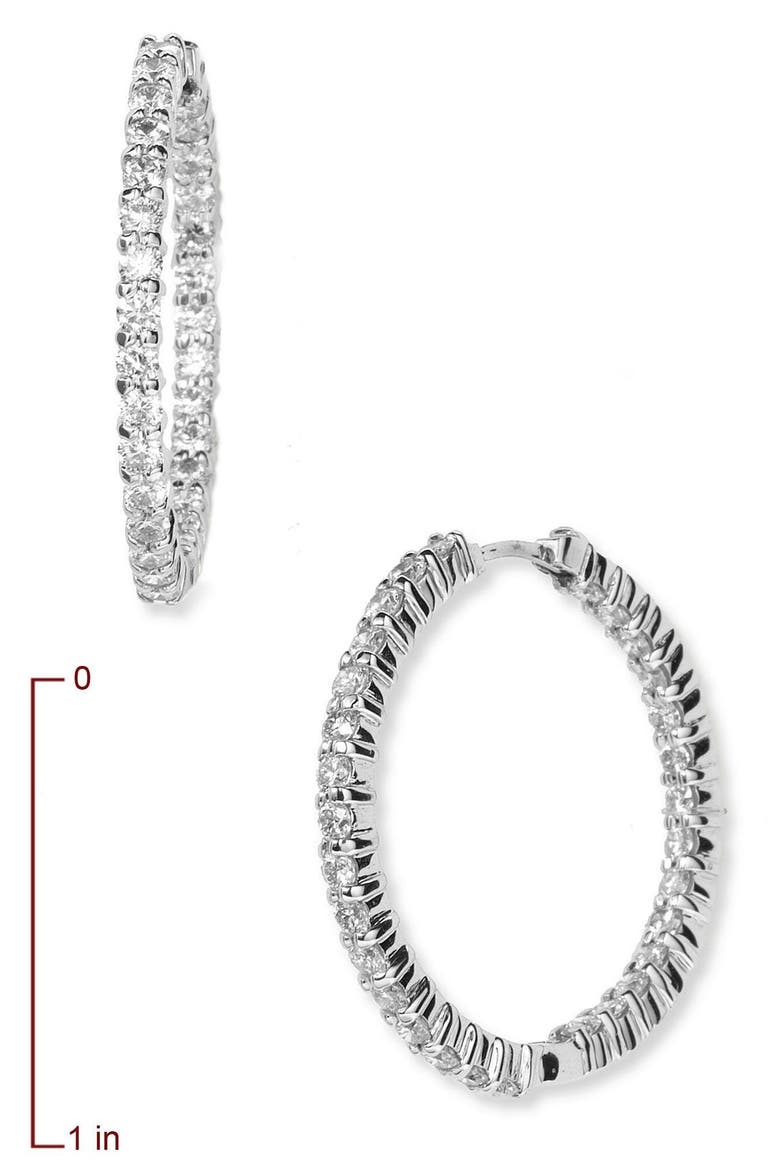 Inside Out Diamond Hoop Earrings, Alternate, color, WHITE GOLD