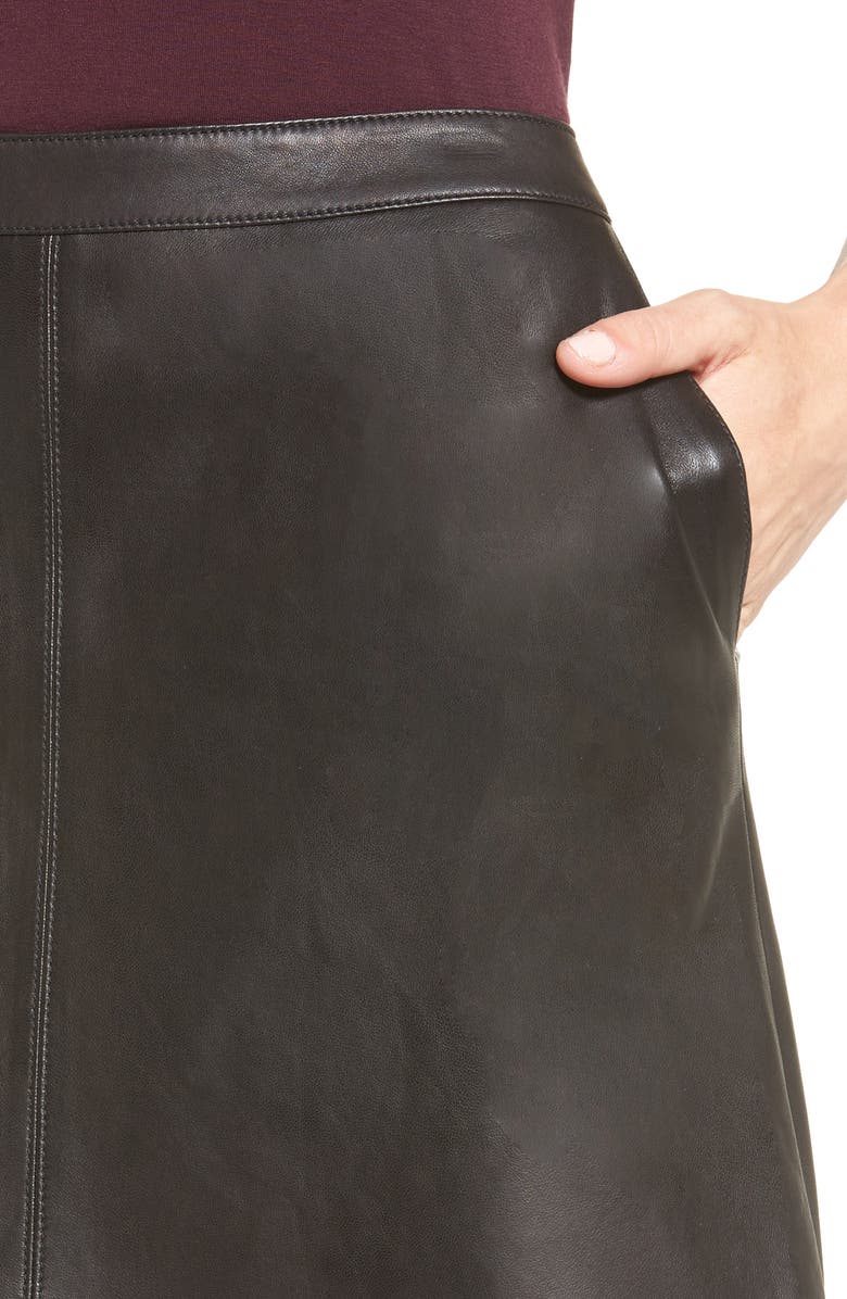 Halogen<sup>®</sup> A-Line Leather Skirt, Alternate, color, 