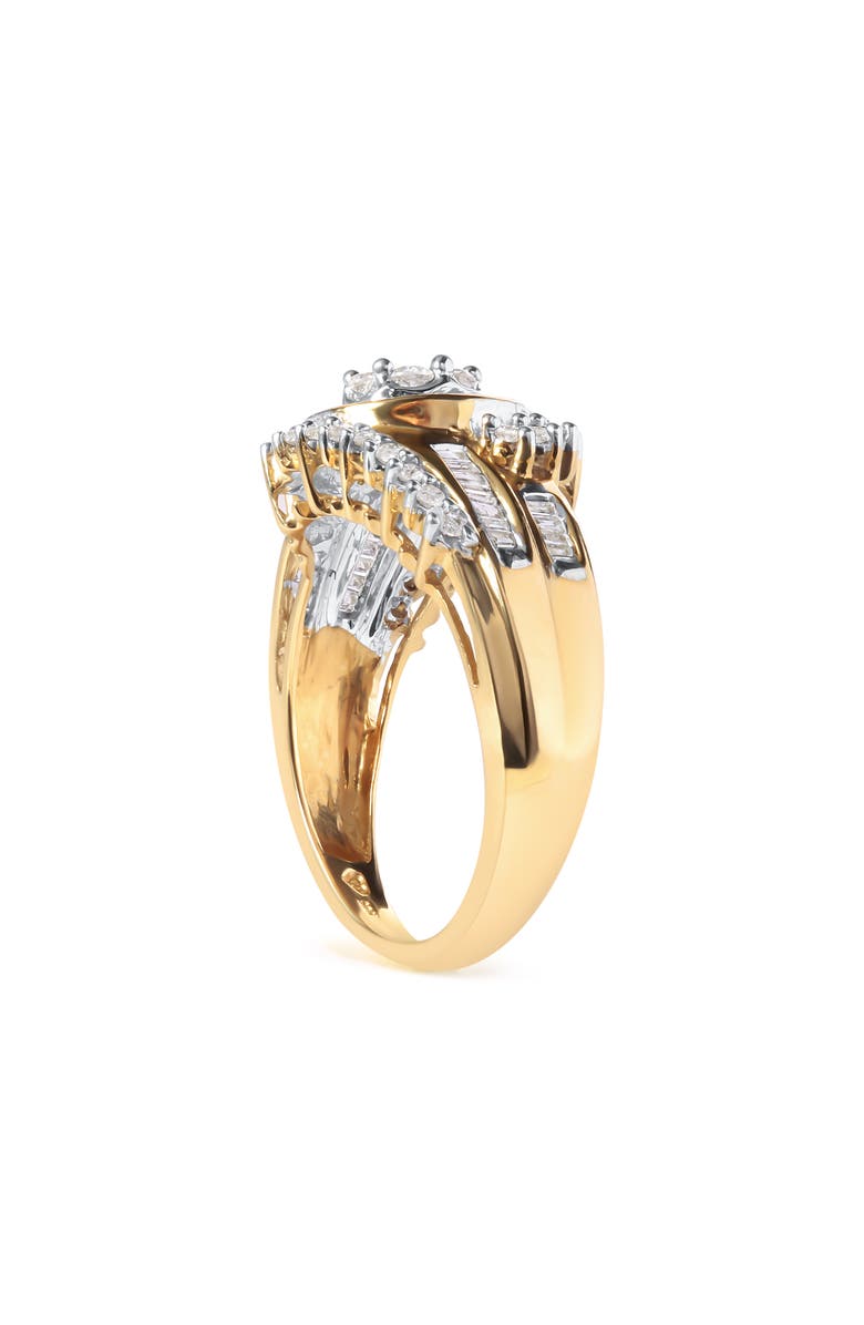 Haus of Brilliance 10K Yellow Gold 1 Cttw Diamond Cluster Swirl Band Ring, Alternate, color, Yellow