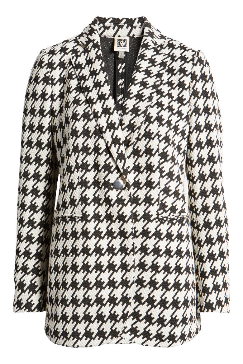 Houndstooth Jacquard One-Button Blazer, Alternate, color, ANNE WHITE/ ANNE BLACK