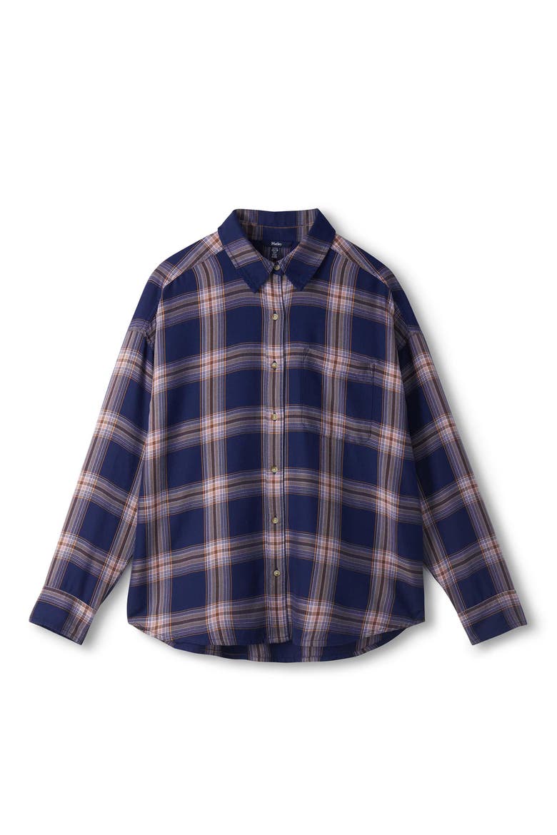 Relaxed Plaid Button Front Shirt, Alternate, color, PATRIOT BLUE