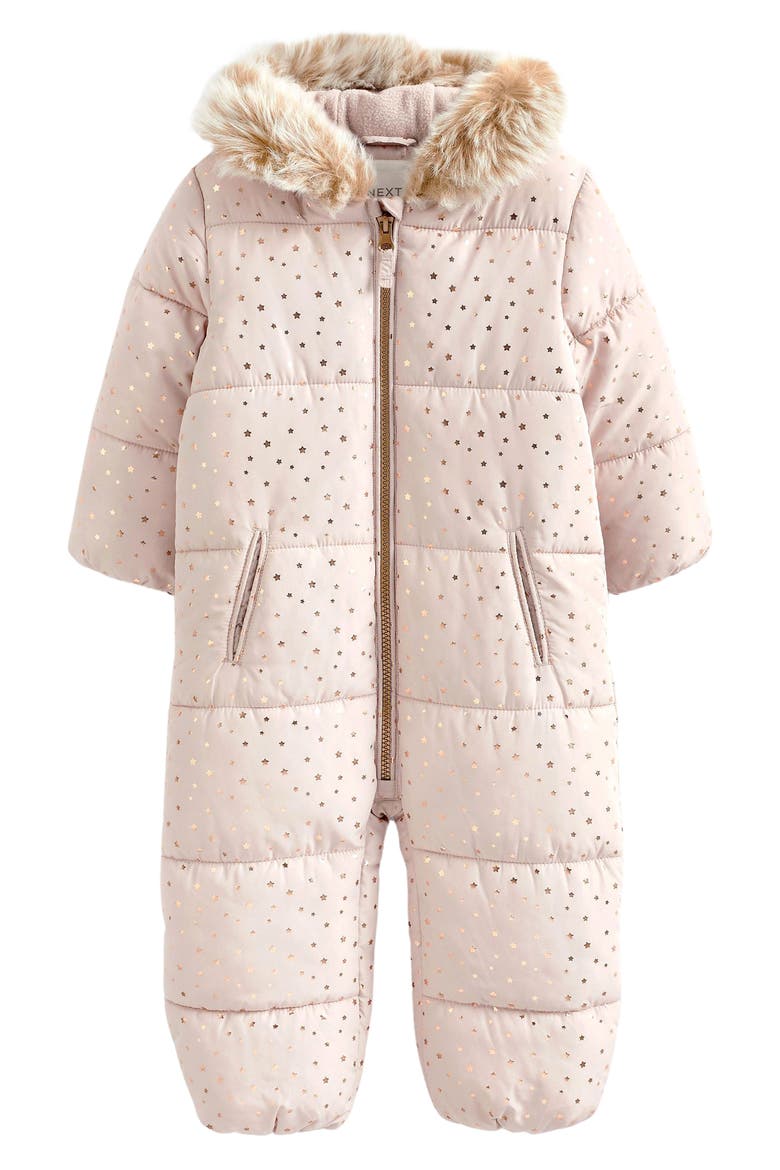 Kids' Star Snowsuit with Faux Fur Trim, Main, color, PINK MAUVE