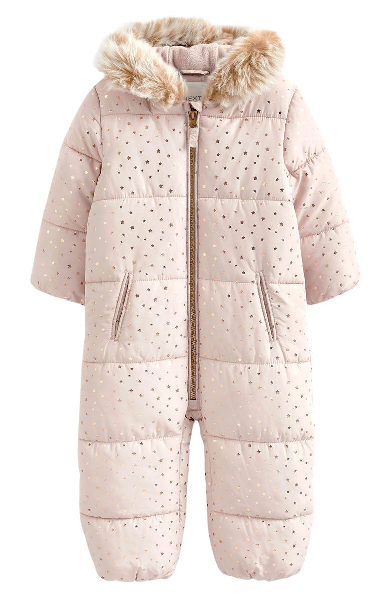 NEXT Kids' Star Snowsuit with Faux Fur Trim, Main, color, 
