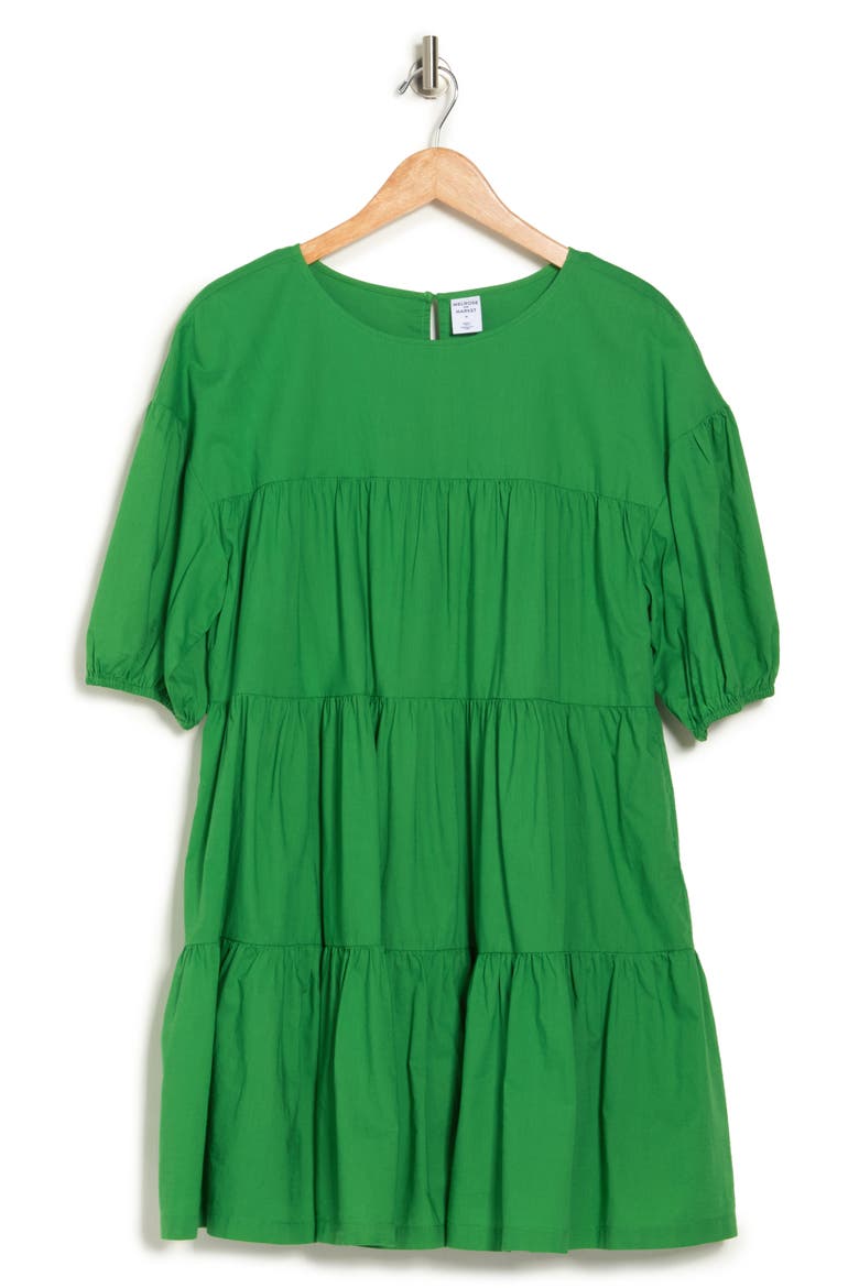 Tiered Mini Dress, Alternate, color, GREEN STRIP