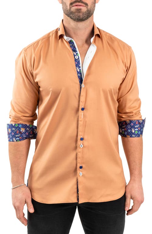 Maceoo Einstein Solid Tencel® Button-Down Shirt in Orange 