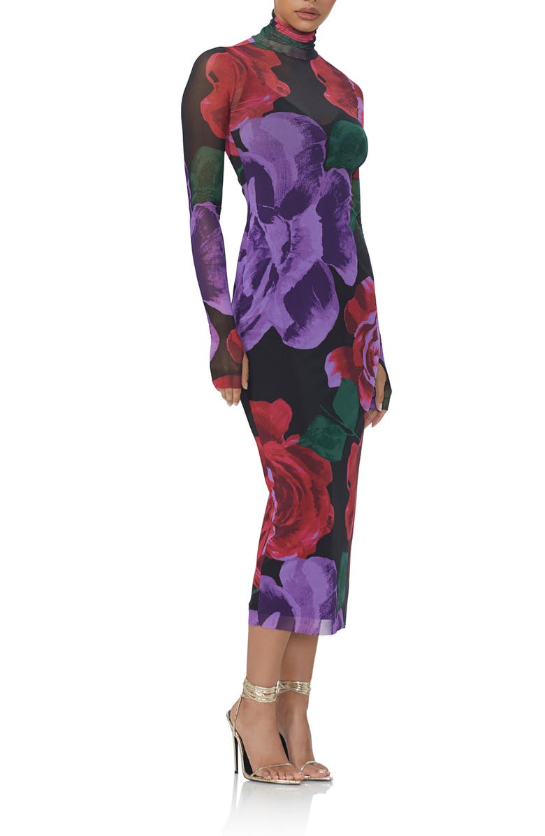 AFRM Shailene Turtleneck Long Sleeve Mesh Dress, Alternate, color,
