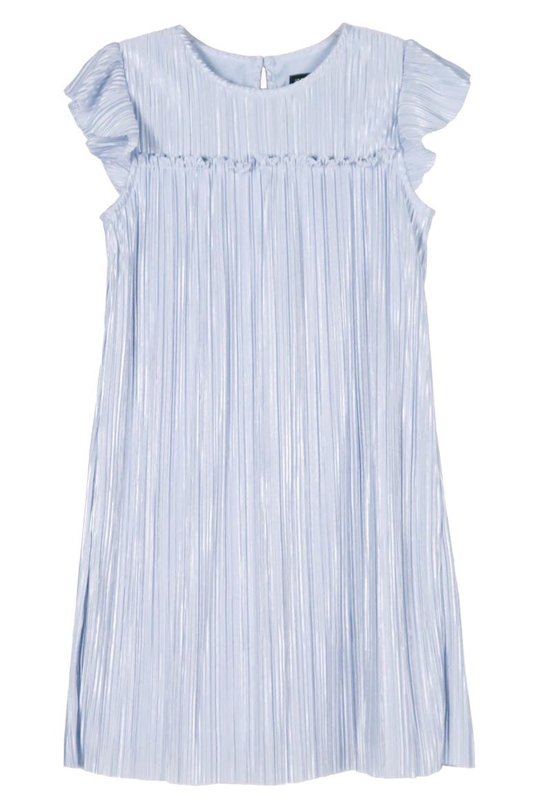 Kids' Foil Print Plissé Dress, Main, color, BLUE