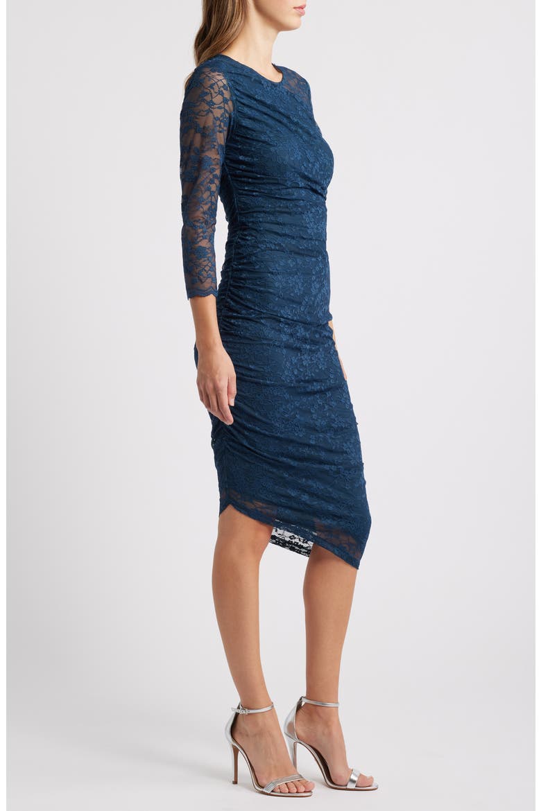 Long Sleeve Lace Body-Con Dress, Alternate, color, PEACOCK