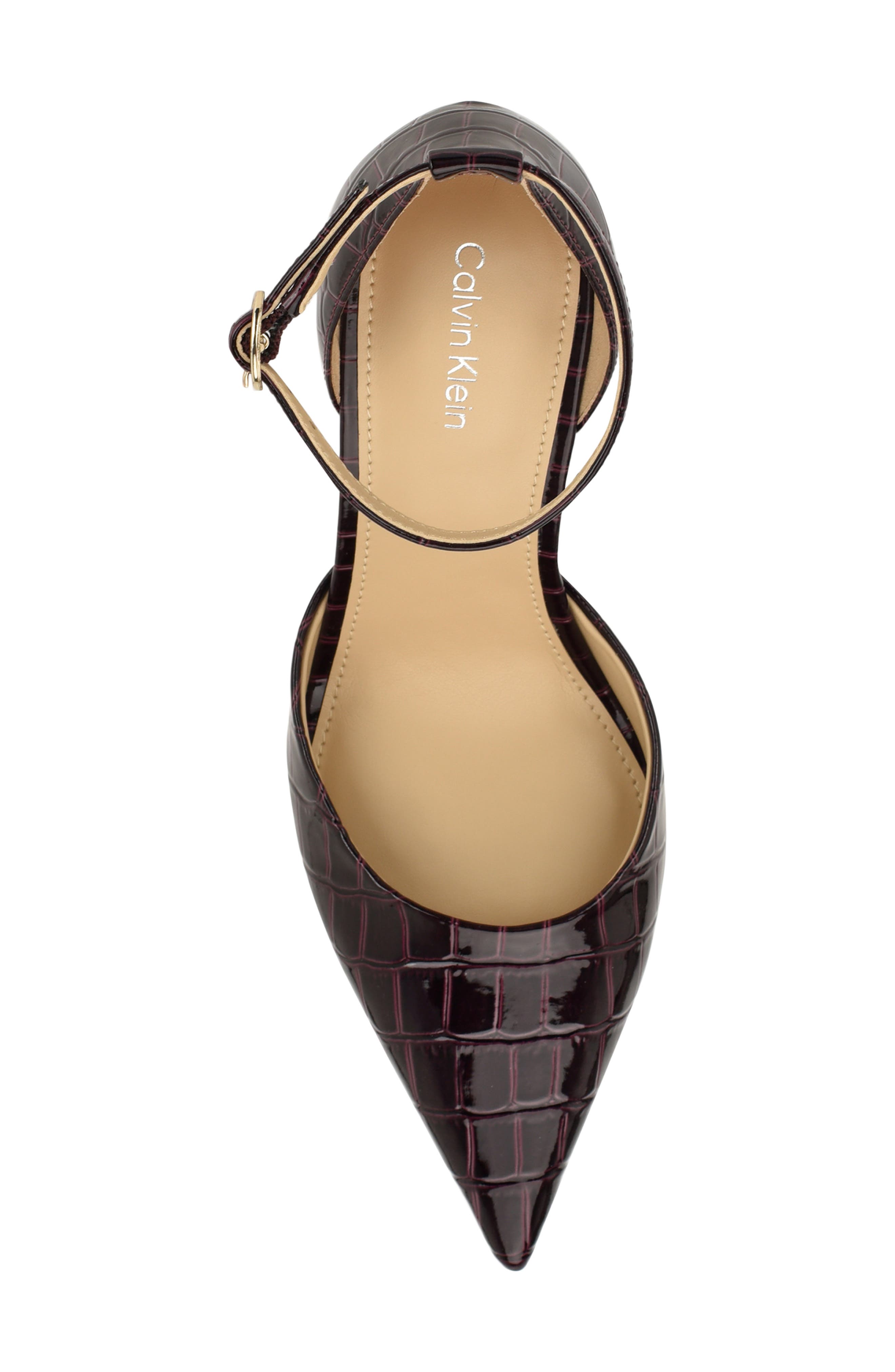 Olettia Ankle Strap Pointed Toe Pump, Alternate, color, WINE CROC