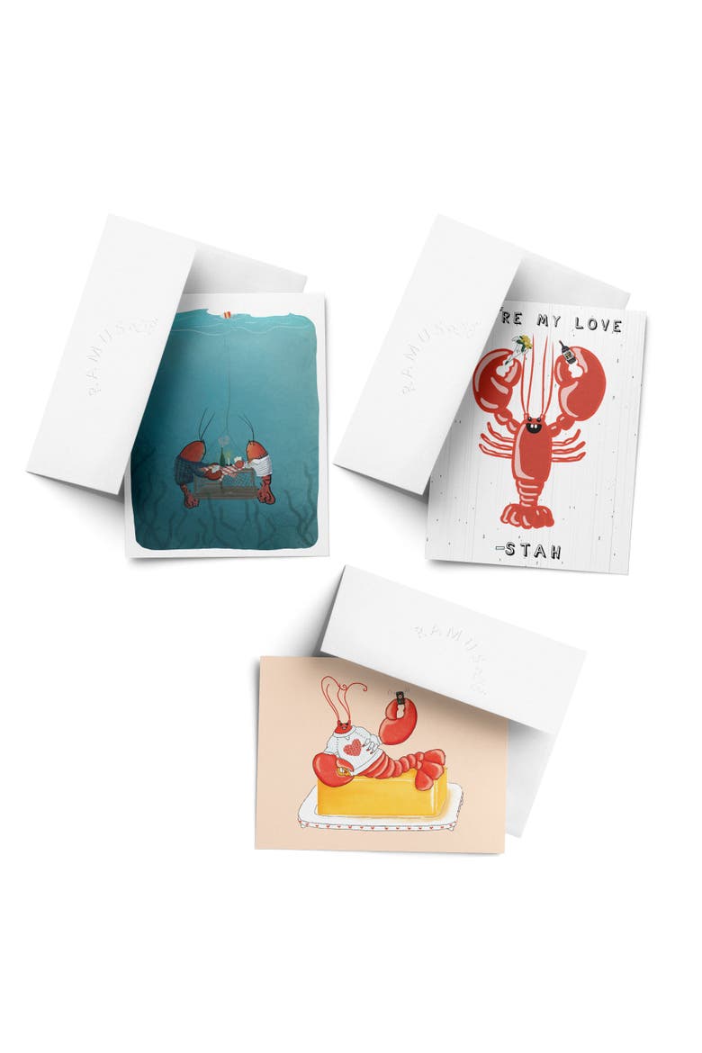 Valentine's Day Friendship Greeting Card Pack Sets, 'Lobster Buttah Call, Lobster Date, You're My Lobstah', Main, color, Multi-Pack