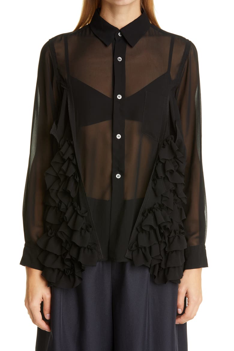 Georgette Shirt, Main, color, BLACK