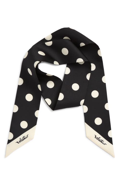 Valentino Garavani Polka Dot Silk Twill Skinny Scarf In Black