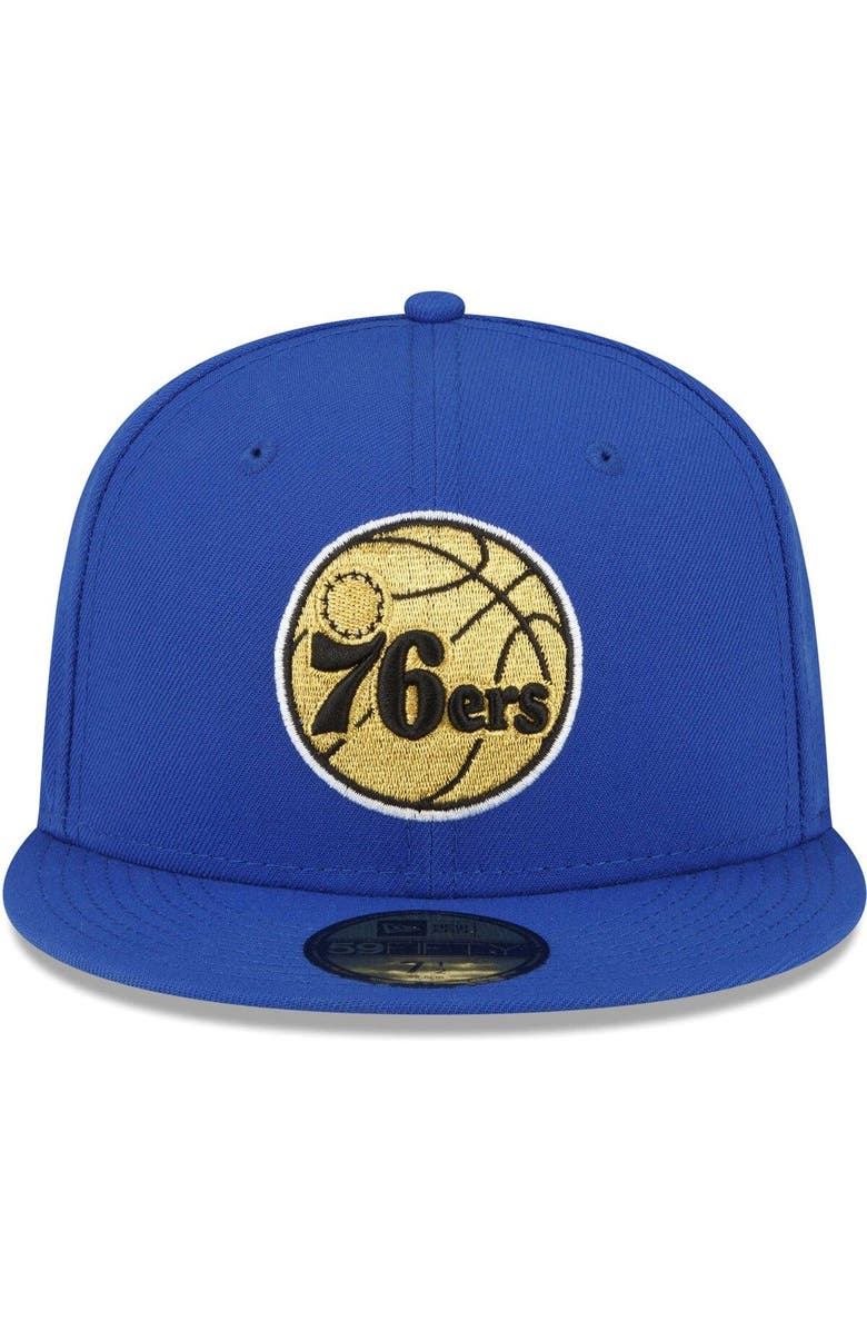 New Era Men's New Era Royal Philadelphia 76ers 3x NBA Champions Metallic Undervisor 59FIFTY Fitted Hat, Alternate, color, 