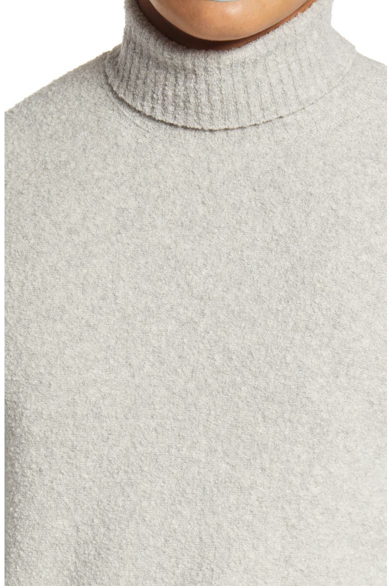 Bouclé Cotton Blend Turtleneck Sweater, Alternate, color, LIGHT HEATHER GREY