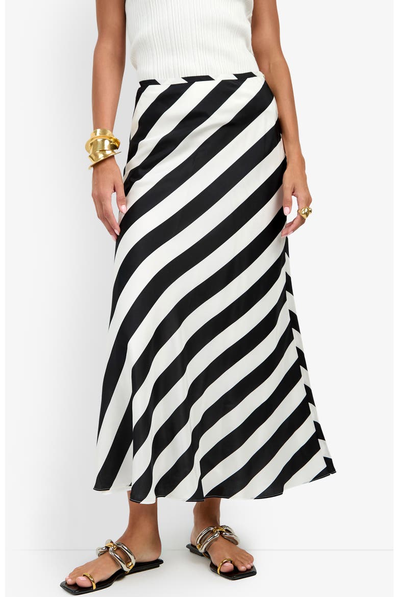 Rabina Stripe Skirt, Alternate, color, Black/Winter White