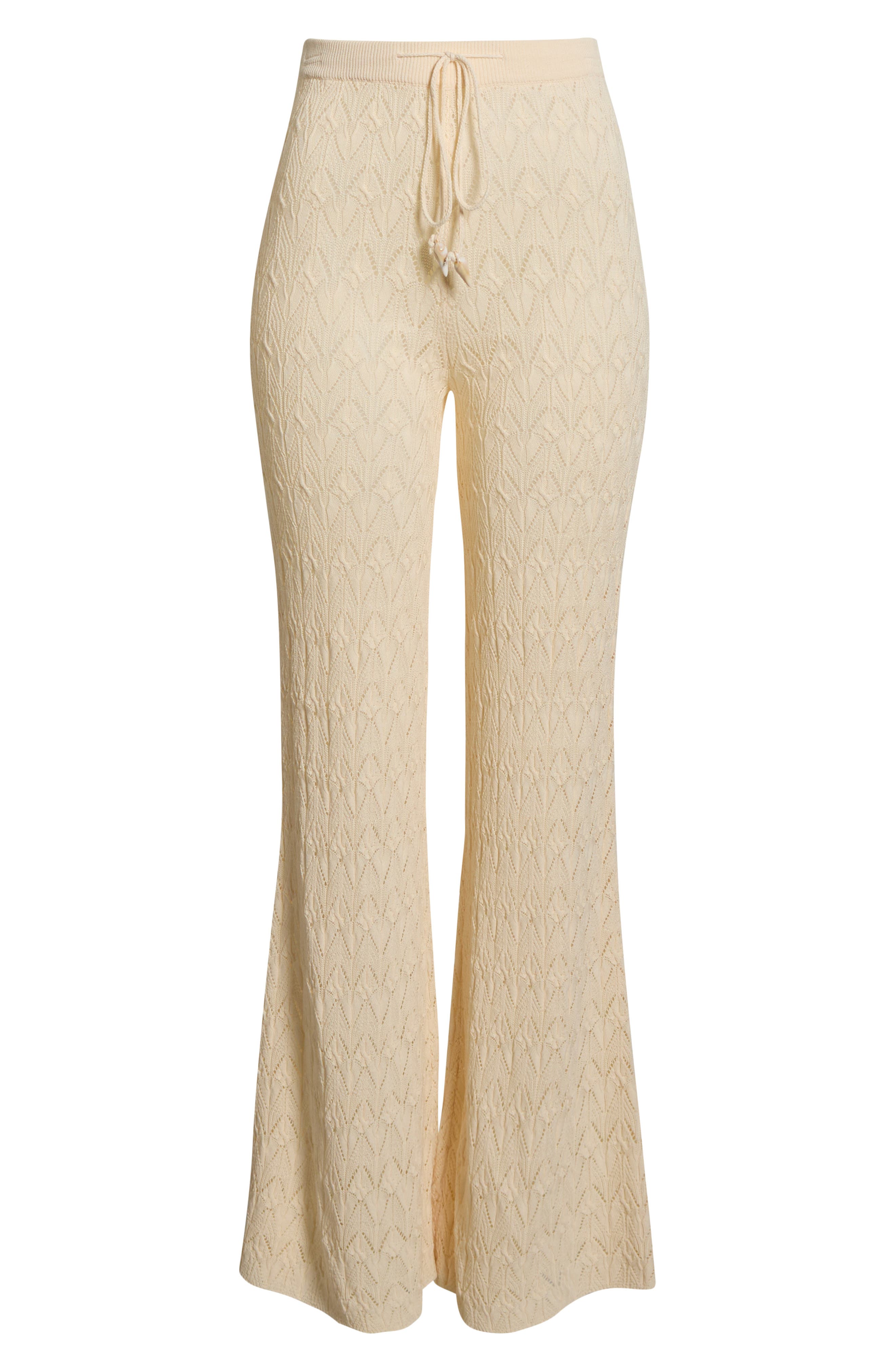 Elan Pointelle Cover-Up Sweater Pants in Natural 