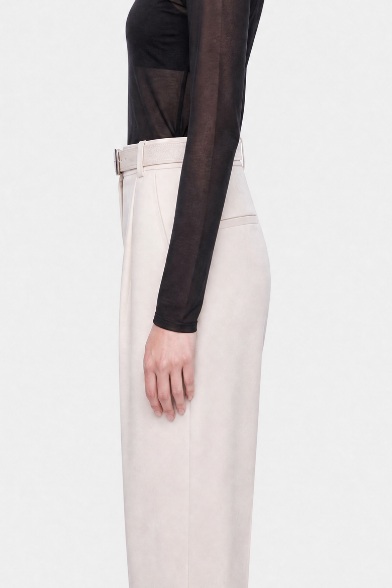 Belt Detail Trousers, Alternate, color, White