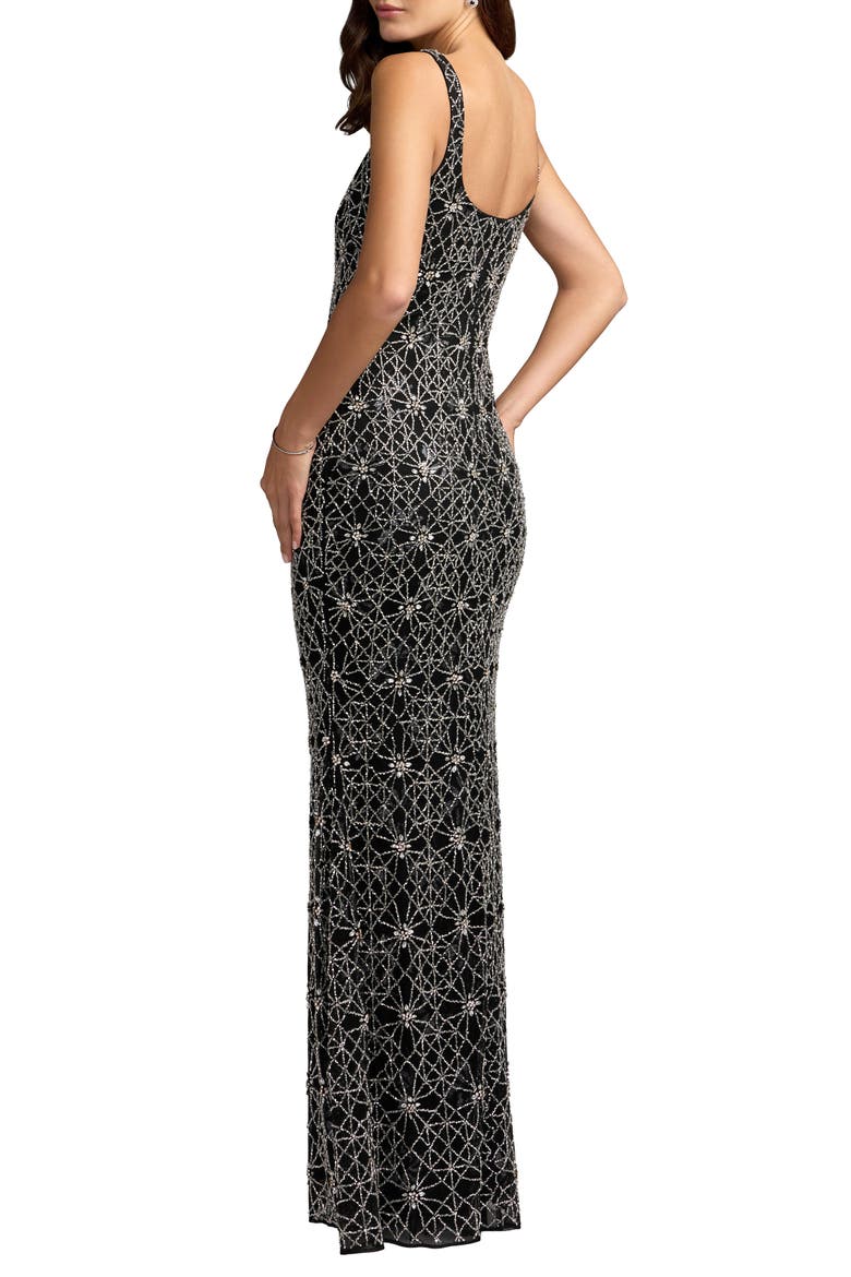 Beaded Sleeveless Scoop Neck Column Gown, Alternate, color, Black Silver