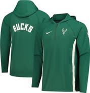 Nike Men's Nike  Hunter Green Milwaukee Bucks Authentic On Court Zone Quarter-Zip Dri-FIT Hoodie Jacket