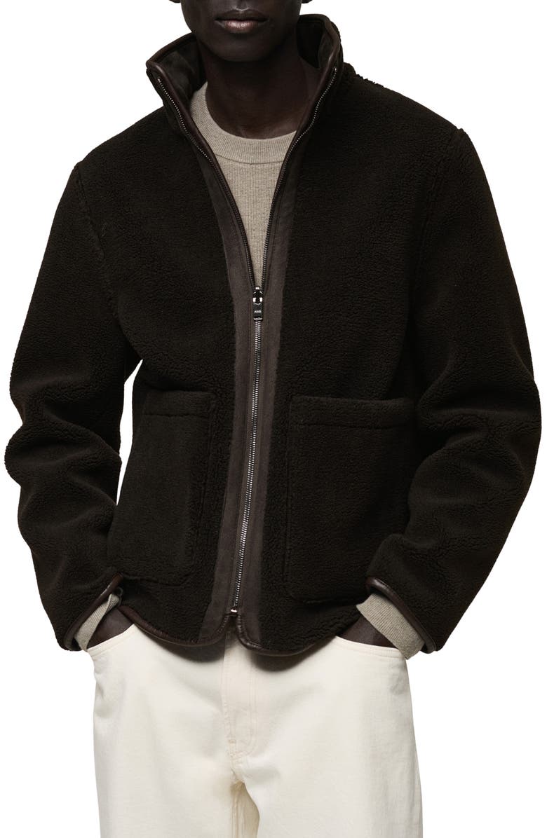 MANGO Faux Suede Aviator Jacket, Alternate, color, 