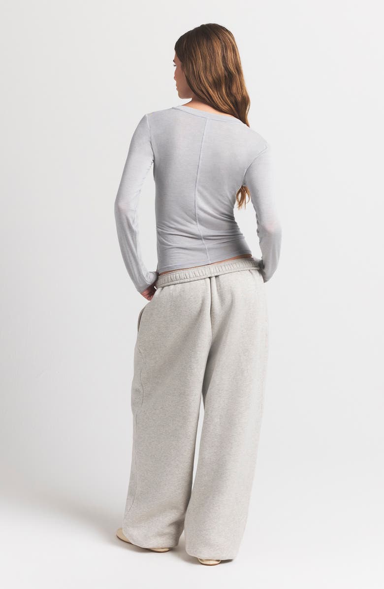 SKIMS Sheer Modal Henley, Alternate, color, Heather Grey