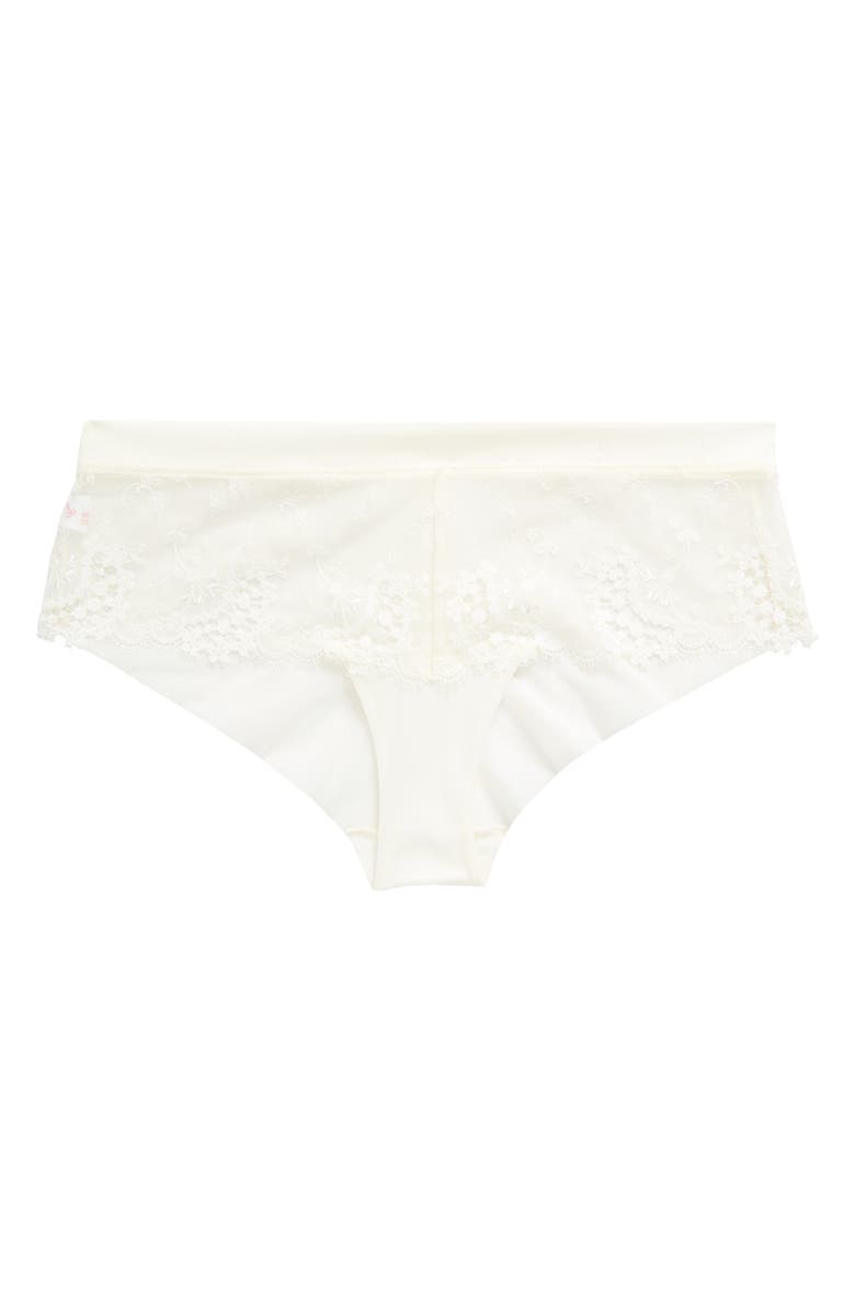 Simone Perele Wish Embroidered Boyshorts, Alternate, color, Ivory